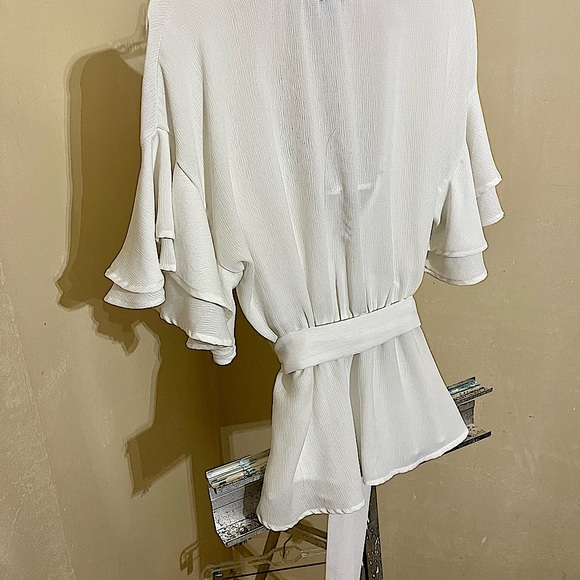 RUFFLE SHORT SLEEVE WOMENS TOP - Picture 8 of 8